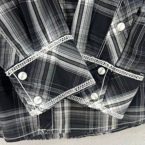 BKE Button Down Shirt Men's Size L Black White Plaid Athletic Fit Western - Picture 10 of 14